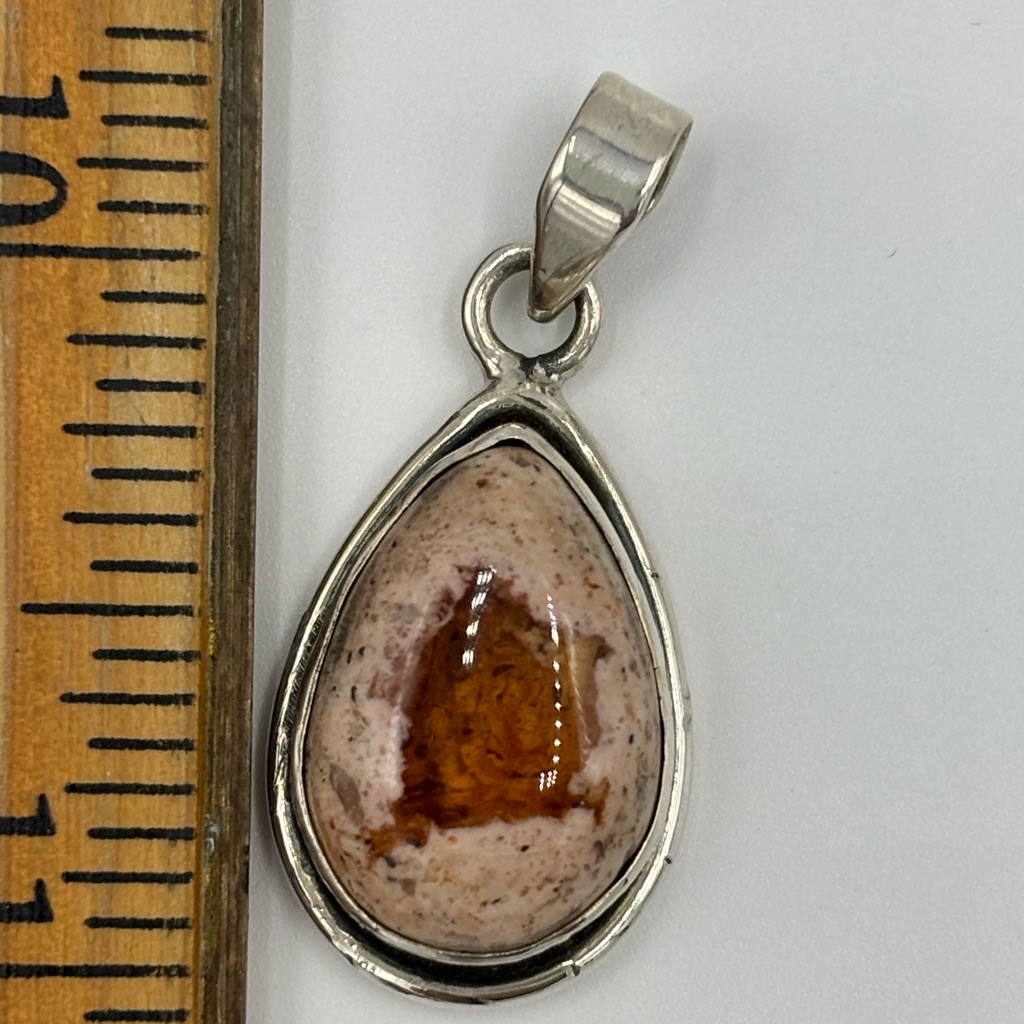 925 Silver And Brown Stone Teardrop Pendant 24$